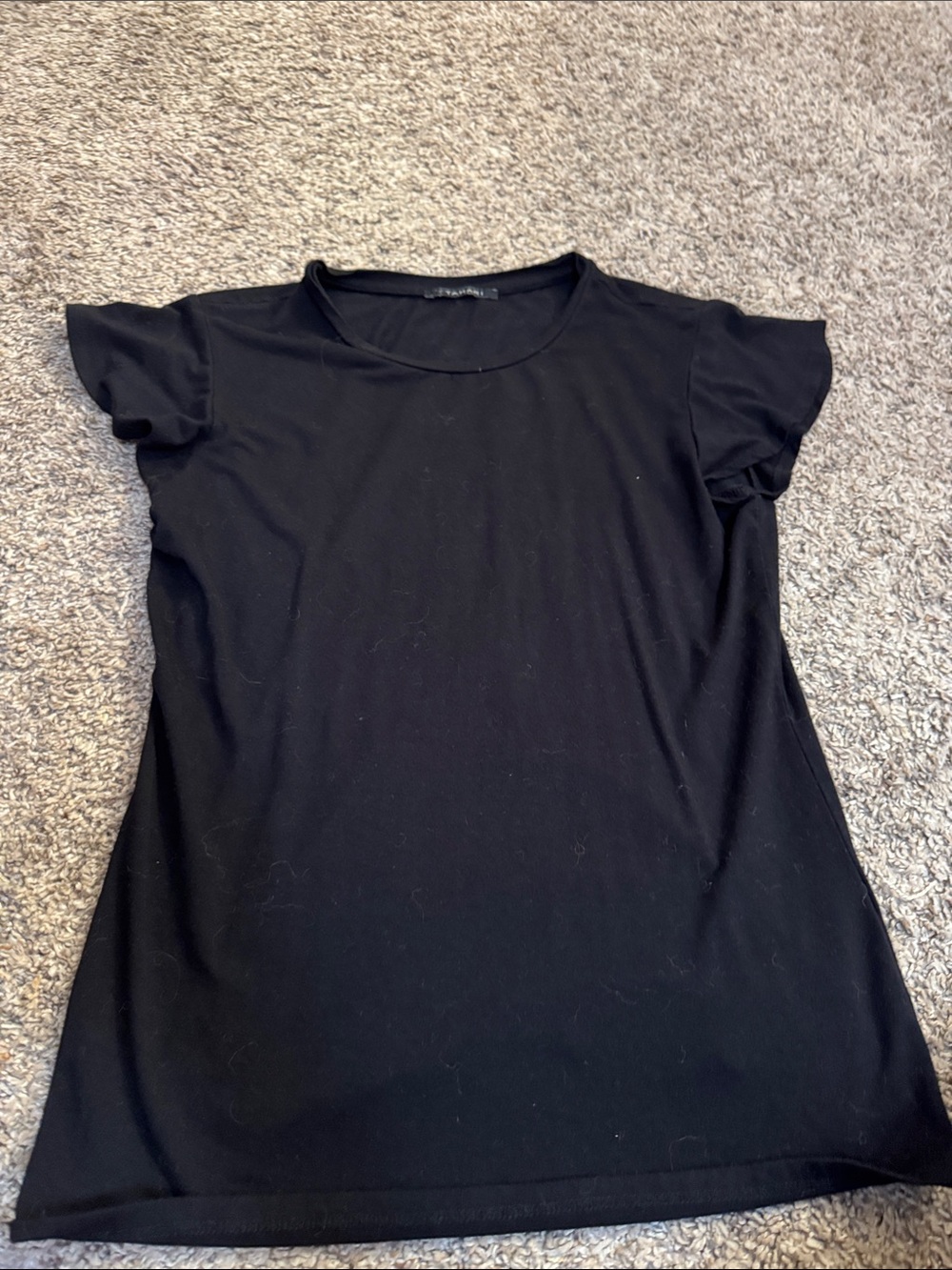 Tahari Black Short-Sleeve Crewneck Tee